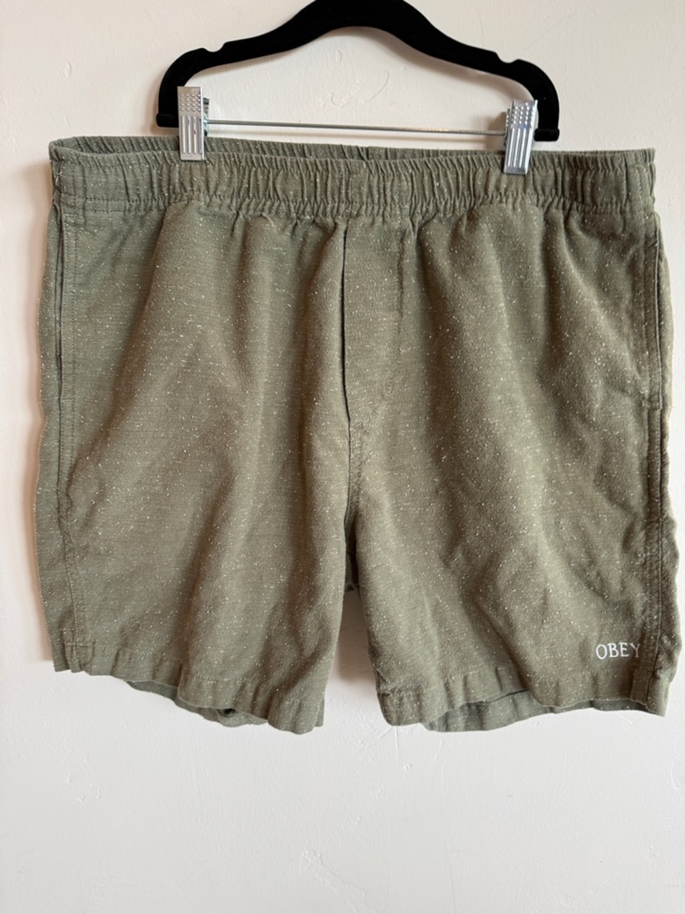 Obey Men's Olive Green Speckled Athletic Shorts